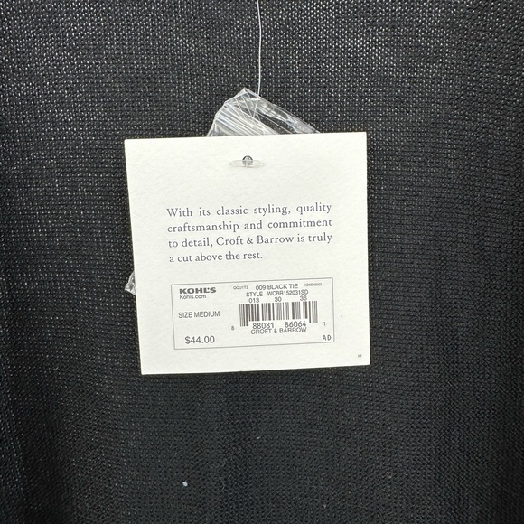Croft & Barrow Cardigan Black Crochet size Medium New With Tags Women’s Open - Picture 9 of 9